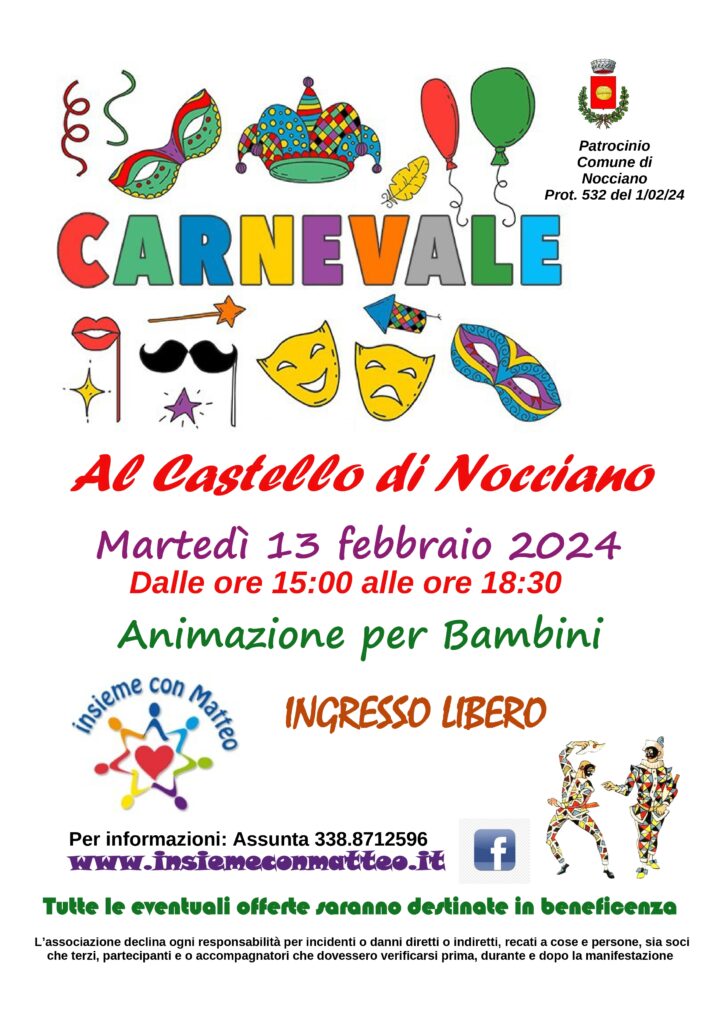 Bambini, torna la festa di Carnevale al “CASTELLO”.